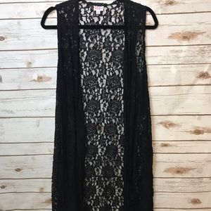 LuLaRoe Solid Black Lace Joy Size M EUC RARE